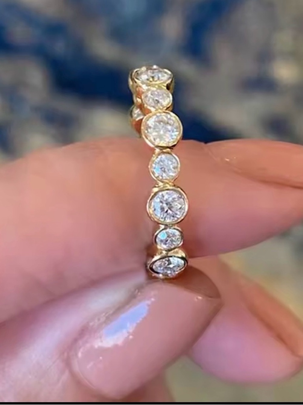 NEW Gold Bezel CZ Eternity Band - Gold Colored Round-cut Wedding Ring